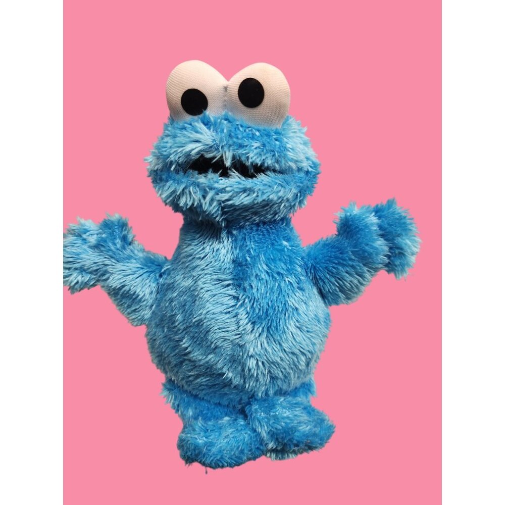 Sesame Street Cookie Monster Plush Toy By Hasbro 2013 Blue Fuzzy 10" Tall